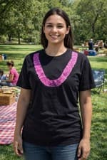 Image of Ainahua Made Hawaiian Lei TShirt M Black Pink Lei Includes Logo Bag New w/o Tag