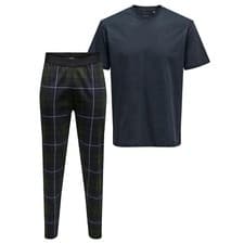 Image of Only & Sons Mens Top & Bottom Lounge Set Billy Check 100% Cotton Gift Box