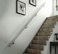 Image of Rothley Staircase Handrail Kit Brushed Stainless Steel 3.6m Easyfit Bannister