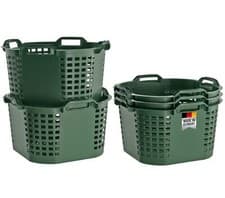 Image of 5x BURI Stackable Food-Grade Leaf Baskets 50L Green Garden Storage Basket