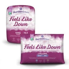 Image of Slumberdown Feels Like Down 10.5 Tog All Year Round Duvet + 2 Pillows, King