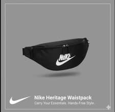 Image of Nike Heritage Bum Bag Cross Body Adult Black Zip Pocket Hip Waist Travel Pouch