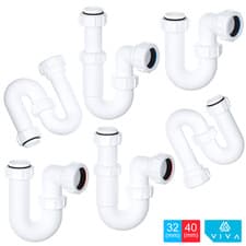 Image of VIVA 32mm 40mm U Bend P S Trap Basin Sink Waste Pipe Telescopic Swivel EASI-FLO