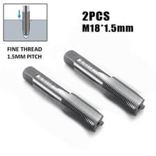 Image of 2Pcs Taps 18*1.5mm 90mm HSS Metric Taper Model Orientation Overall Length