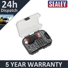 Image of Sealey Premier Fine Tooth Stubby Ratchet Screwdriver Socket & Bit Set 24pc
