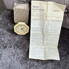 Image of Seiko Portable Alarm Clock yellow Vintage Time QQQ549C