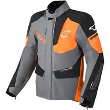 Image of Macna Synchrone Motorcycle Waterproof Textile Jacket - Grey / Orange / Black
