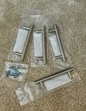 Image of Brushed Nickel T Bar Handles 96mm Hole Centre, 4 Pack With Fittings, Brand new