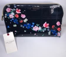 Image of Emiy Sandalwood Ted Baker London Toiletry Wash Bag Black Floral Sparkly Design
