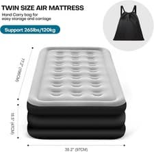 Image of Raised Single Air Bed Inflatable Mattres Built-in Pump Blow Up Bed Camping Guest