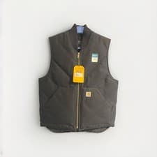 Image of Carhartt Iconic V01 Firm Duck Gilet Insulated Rib Collar Vest BNWT Black Medium