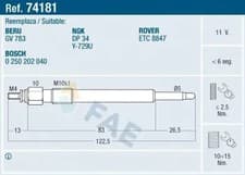 Image of Glow plug 74181 FAE for LAND ROVER DISCOVERY I RANGE ROVER Mk II DEFENDER Cabrio