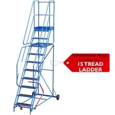 Image of 15 Tread Mobile Warehouse Stairs Anti Slip Steps 4.75m Portable Safety Ladder