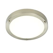 Image of Bathroom Light Silver Portico Semi Flush Satin Nickel LED 30cm Ceiling Wall IP44