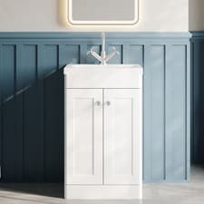 Image of Nuie Classique Floor Standing 2-Door Vanity Unit with Basin-1 500mm Wide - Satin