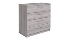 Image of Brisbane 4 Drawer Chest Grey Oak Storage Organiser Bedroom Furniture