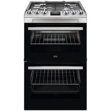 Image of AEG CGX1130ACM Gas Cooker 55cm Double Oven Stainless Steel