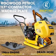 Image of Wacker Plate Compactor Compaction RocwooD 17" 196cc Petrol FREE Pad & Wheel Kit