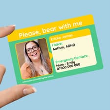 Image of Bear With Me - Health ID Style Card - Disability Hidden - Aid - Info Photo ADHD