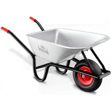 Image of 100L Galvanised Wheelbarrow 250kg Heavy Duty Garden Builders Barrow Pneumatic