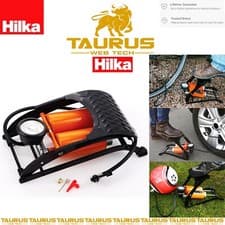 Image of RAC Heavy Duty Double Barrel Foot Pump Thumb Lock Cycle Tyre Air Ball Inflatable