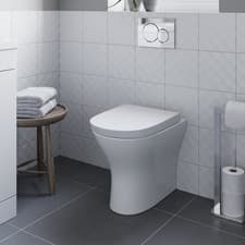Image of Rimless BTW Back to Wall Toilet Soft Close Seat Modern Bathroom White Gloss