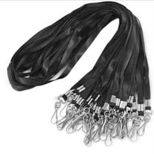 Image of 100 Pack Black Neck Lanyards with Swivel Hook ID Card Holder Office School Event