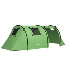 Image of Outsunny 2 Room Camping Family Tent for 3-4 Man, 3000mm Waterproof, Green