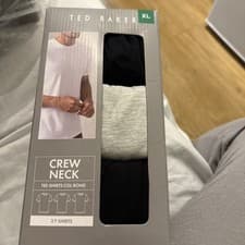 Image of Ted Baker 3-Pack Lounge Crew Neck T-Shirts - Black/Grey New In Box XL