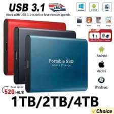 Image of Portable External SSD 2TB 4TB USB 3.1 High Speed Hard Drive PC Mac UK