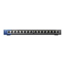 Image of 16 Port Linksys LGS116P PoE+ Switch, Desktop, 16x GbE RJ45 (8 x PoE+), QoS, 80W