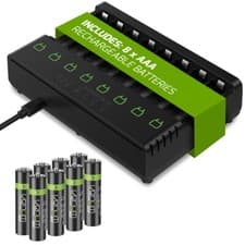 Image of AA AAA Rechargeable Batteries with Charging Dock | High Capacity 2100mAh 800mAh