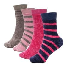 Image of A2Z Ladies Socks 3 Pack Chenille Striped Velvet Socks Winter Warm Cozy Socks