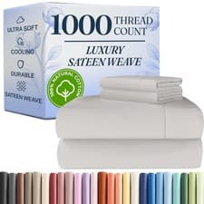 Image of 1000 Thread Count Sheet Set 100% Cotton Bed Sheets Softer Than Egyptian Cot...