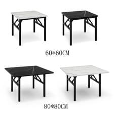 Image of Folding Square Marbling Top Dining Table Portable Tea Desk Living Room Furniture