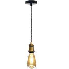 Image of Pendant Light Fitting Ceiling Rose E27 Suspension Set Twist /Round Light Base
