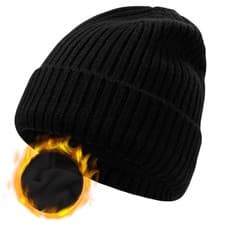 Image of Oversize XL XXL Merino Wool Beanie for Men Big Head, Large Winter Stocking Ha...