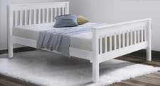 Image of White Wood Bed Frame Bedstead Wooden,High Foot End Single,Small Double,4ft6,5ft