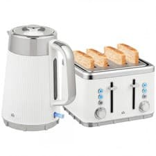 Image of HOMCOM 1.7L 3000W Rapid Boil Kettle and 4 Slice Toaster Set Crumb Tray White