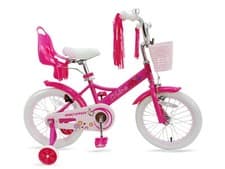 Image of BARBIE PINK 16" Girl's Bike Hand Brake Training Wheel Doll Carrier Bell Basket
