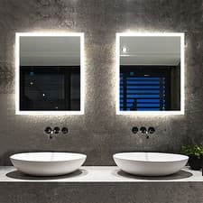 Image of Illuminated Bathroom Mirror With LED light Shaver Socket Demister