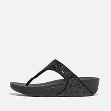 Image of FitFlop Womens Sandals Lulu Glitter Toe Post Slip-On T-Bar Slide Synthetic SALE