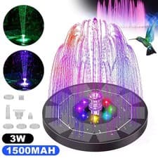 Image of Solar Water Fountain With 6 Nozzles Solar Garden Water Feature Modern Decorative
