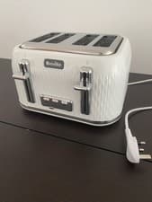 Image of Breville VTT911 Curve 4-Slice Toaster Wide Slot, 2100W, White Chrome