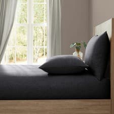 Image of Lazy Linen 100% Washed Charcoal Linen Fitted Sheet - Double Size 135x190x36cm