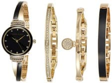 Image of Women s Premium Crystal Accented Bangle Watch Set