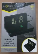 Image of (B) Ingenious Gifting Wireless Phone Charging Alarm Clock, Black, New, BD