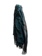 Image of 100% Pure Silk Scarf Deep Teal Gold Shimmer Sheer Turkish Style Elegant Wrap
