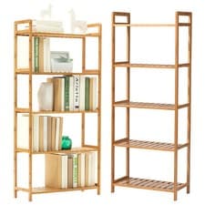 Image of 5 Tier Wooden Storage Rack Shelving Shelf Unit Stand Home Kitchen Bathroom UK