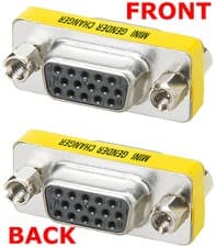 Image of 2x VGA Joiner Coupler Gender Changer Adaptor Converter Female Cable Extender